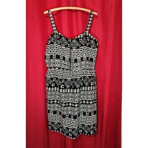 Women's Dress Midi Black White Size 1X